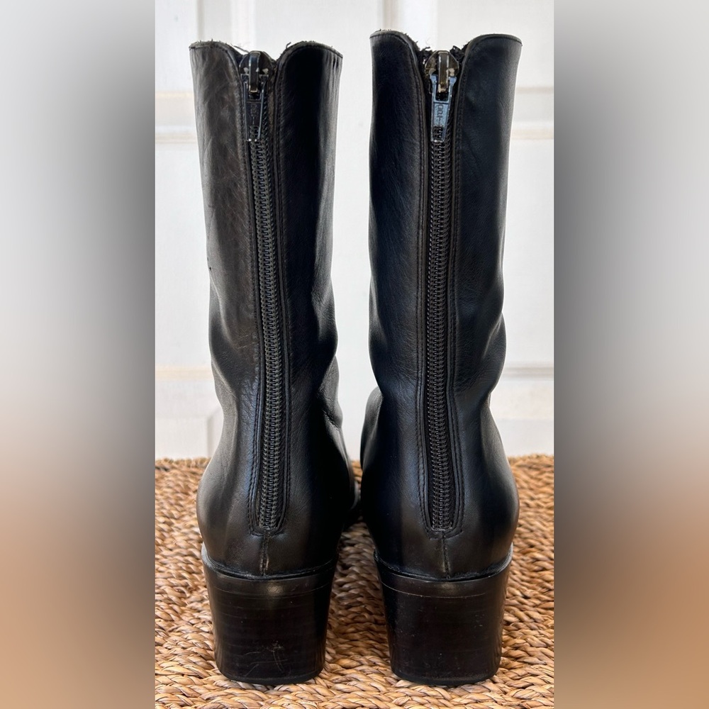 Cole Haan Black Leather Mid-Calf Boots - Picture 4 of 13